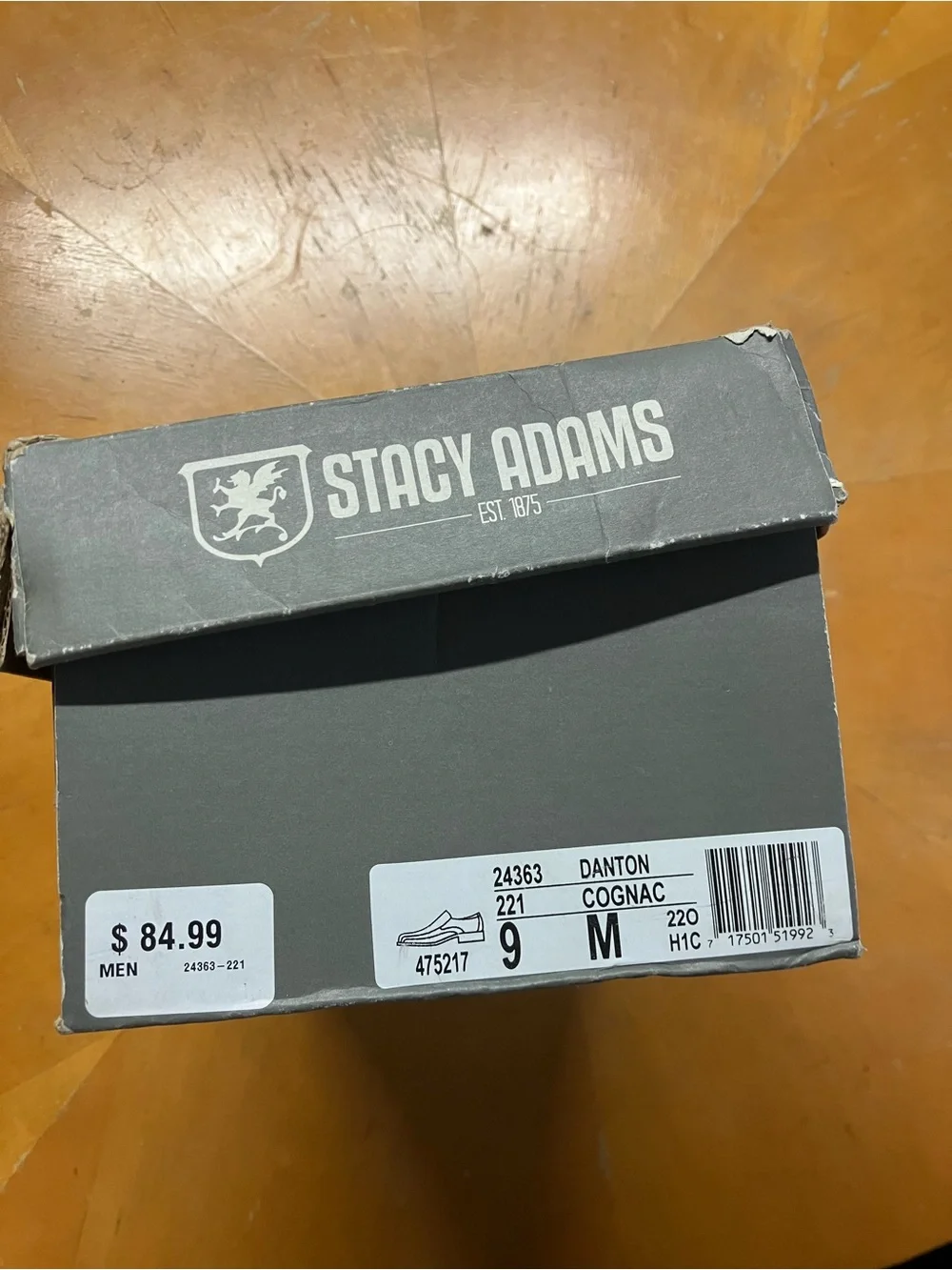Stacy Adams Danton Mens 9 Cognac Leather Square Toe Slip On Loafers Box